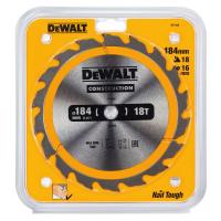 Диск пильный DeWalt твердосплавный 184х16/1.7/2.6 18 АТВ +20 CONSTRUCTION DT1938