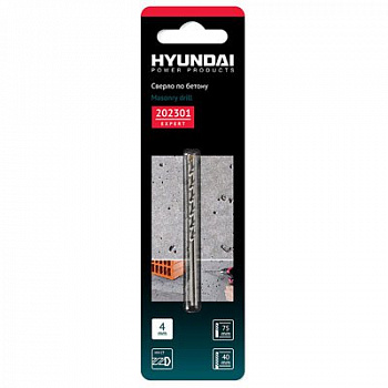Сверло по бетону Hyundai 4,0x75/40mm 202301