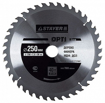 Пильный диск STAYER Opti Line 3681-250-32-40 250х32 мм