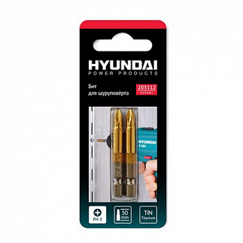 Биты для шуруповертов Hyundai PZ-3 50mm TIN 2шт 203135