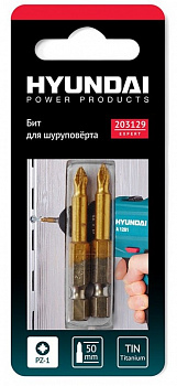 Биты для шуруповертов Hyundai PZ-1 50mm TIN 2шт 203129