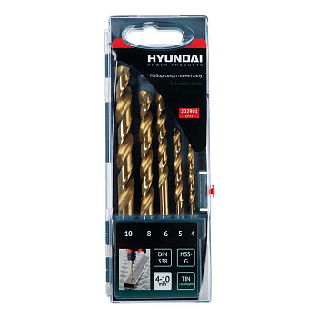 Набор сверл по металлу Hyundai HSS-G DIN338 (5шт) 4-5-6-8-10mm 202901